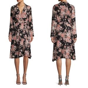 Floral-Print Faux Wrap Dress, S